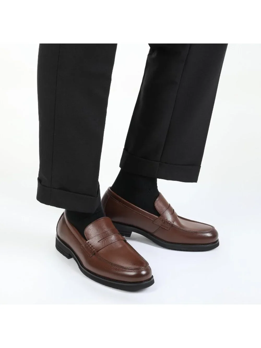 Men's Dark Brown Penny Loafer Slip On Business Office Wedding Formal Dress Shoes
